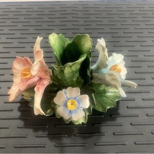 Vintage Capodimonte porcelain flower taper candle holder~Italy